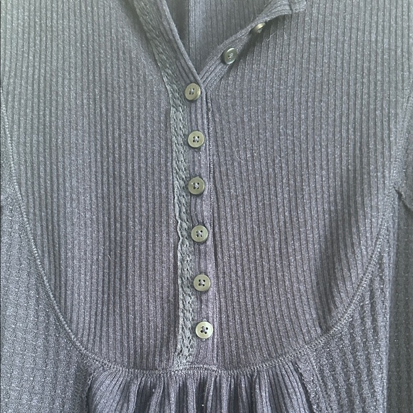 Free People Deep Blue oversized waffle top - Picture 8 of 16